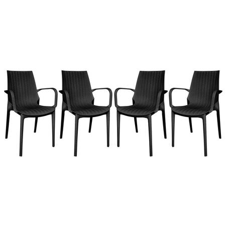 KD AMERICANA 35 x 21 x 22 in. Kent Outdoor Dining Arm Chair, Black, 4PK KD3580030